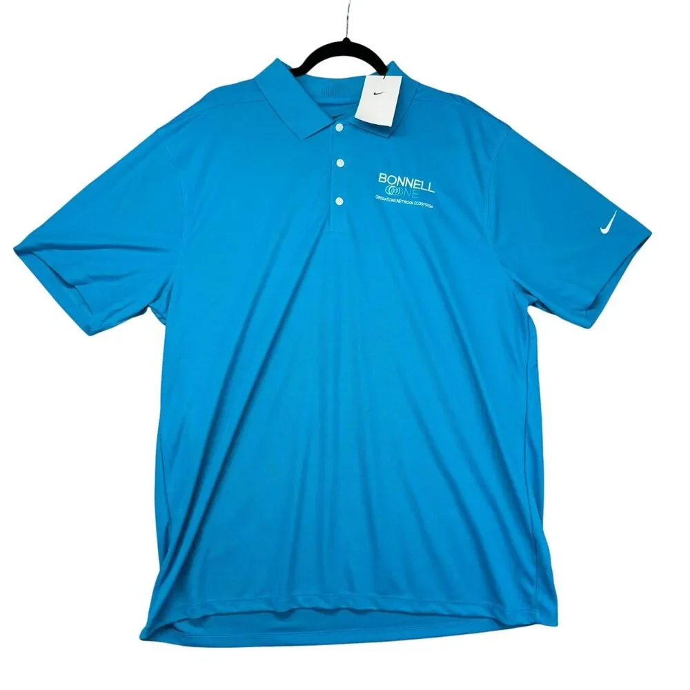 NIKE Polo Shirt Mens Extra Large Blue Short Sleeve Golf Dri-Fit Outdoor Top NWT